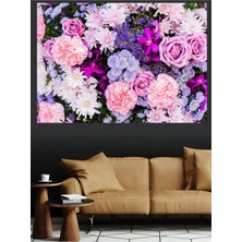 Mushen Studio Renkli Çiçek Buketi Pembe Mor Orkide Karanfil Karışık Kanvas Tablo