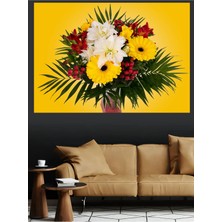 Mushen Studio Renkli Çiçek Buketi Alstroemeria Gerbera Lily Sarı Kırmızı Kanvas Tablo