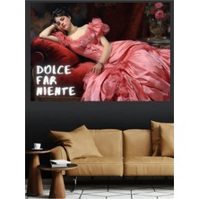Mushen Studio Dolce Far Niente Pembe Elbiseli Kadın Kanvas Tablo Büyük Boy Vintage Yağlıboya Tarzı Duvar Posteri