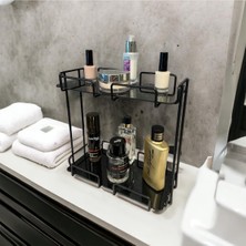 Özgürce Iki Katlı Siyah Banyo ve Kozmetik Düzenleyici, Sunum ve Servis Tepsisi