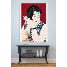Mushen Studio Kobayashi Kiyochika Tarzı Sigara Içen Kadın Kanvas Tablo Japon Retro Portre Duvar Dekoru