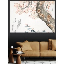 Mushen Studio Japon Sakura Kiraz Çiçeği Tablosu Kanvas Sakura Ağacı Zen Japon Tarzı Duvar Dekoru