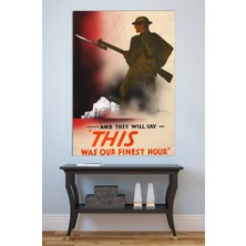 Mushen Studio Churchill Finest Hour Propaganda Tablo - Vintage Asker Portresi Duvar Sanatı