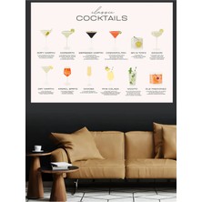 Mushen Studio Klasik Kokteyller Tarifleri Kanvas Tablo Cocktail Menüsü Poster Duvar Dekoru