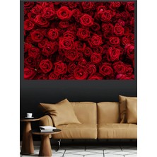 Mushen Studio Kırmızı Güller Dolgun Buket Romantik Duvar Kanvas Tablo