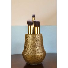 Özgürce Şık Altın Eskitme Makyaj Organizeri ve Fırça Tutucu Seti