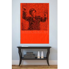 Mushen Studio Boston Musica Viva Konser Posteri Tablo - Kırmızı Fonlu Orkestra Şefi Portresi Duvar Sanatı