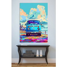 Mushen Studio Volkswagen T2 Kombi Plaj Manzarası Tablo - Retro Vw Van Pop Art Duvar Dekoru
