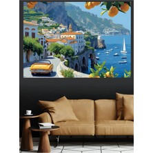 Mushen Studio Vintage Seyahat Bavulu ve Harita Kanvas Tablo Yağlı Boya Efektli Retro Duvar Dekoru