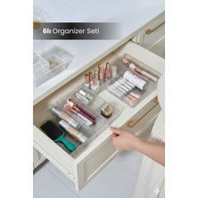 Özgürce 6'lı Şeffaf Kaydırılabilir Takı ve Makyaj Organizer Seti