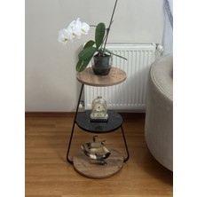 Avanterra Retro Tasarım 3 Katlı Aksesuar ve Saksı Standı ve Yan Sehpa