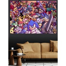 Mushen Studio Retro Oyun Karakterleri Mario Sonic Zelda Kalabalık Kanvas Tablo