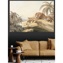 Mushen Studio Kaplan Ormanda Tropikal Palmiyeler Vintage Kanvas Tablo