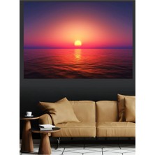 Mushen Studio Gün Batımı Deniz Manzarası Turuncu Kırmızı Gökyüzü Kanvas Tablo