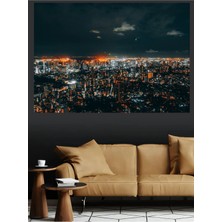 Mushen Studio Gece Şehir Işıkları Panoramik Kanvas Tablo