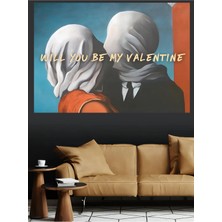 Mushen Studio Romantik Çift Silüeti Will You Be My Valentine Kanvas Tablo Büyük Boy Sevgililer Günü Dekoru