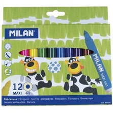 Milan Jumbo Keçeli Kalem 12 Li 80020 Renkli Su Bazlı Uç Baskıya Dayanıklı 07 mm