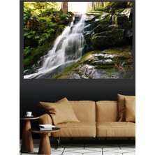 Mushen Studio Şelale Orman Manzarası Kanvas Tablo Büyük Boy Doğa Şelalesi Duvar Posteri Huzurlu Dekor