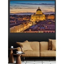 Mushen Studio Vatikan Aziz Petrus Bazilikası Gün Batımı Roma Manzarası Kanvas Tablo