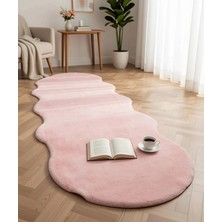 Carpet Dekor Peluş Yumuşak Dekoratif Halı Simetrik Desen Pembe