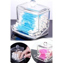 Özgürce Şeffaf Makyaj Pamukları ve Kulak Temizleme Çubuğu Saklama Kutusu