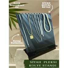 Özgürce Siyah Pleksi Büyük Kolye Standı, Şık ve Dayanıklı Takı Sunumu