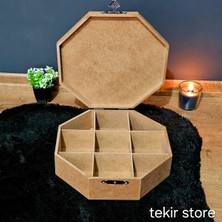 Özgürce Ahşap Sekizgen Takı ve Saat Aksesuar Kutusu, Hobi ve Boyama Için Mavi