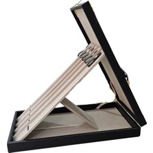 Özgürce 5'li Tesbih Standlı Ahşap Kasa, Siyah Deri, 18X35 Cm, Şık ve Pratik