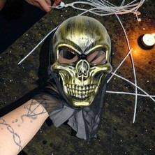Kuzey Oyuncak Yüksek Kalite Gold Tüllü Kuru Kafa Maskesi Cadılar Bayramı Korku Maskesi Skull Halloween Mask