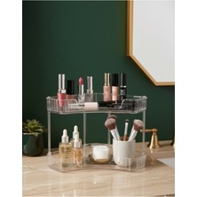 Özgürce Çift Katlı Şeffaf Çok Amaçlı Organizer Raf, Banyo, Makyaj ve Mutfak Için