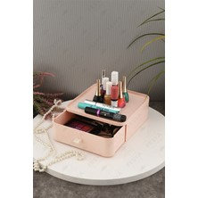 Özgürce Çok Amaçlı Pembe Tek Kat Makyaj Organizeri, Çekmeceli ve Şık Tasarım