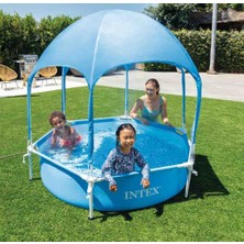 intex 183 cm Tenteli Çocuk Havuzu 38 cm – 3+ Yaş Gölgelikli Bahçe Havuzu Mavi