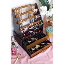 Özgürce Large Jewelry Organizer For Makeup, Accessories, And More - Elegant Black Gold