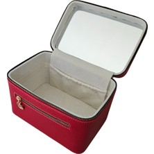 Özgürce Deri Aynalı Seyahat ve Bakım Çantası, Taşıma Kulplu, 14X21X14 cm