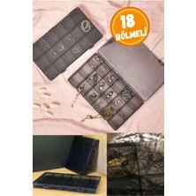 Özgürce 18 Bölmeli Takı ve Yüzük Saklama Kutusu, Organizer, Kapaklı, Dikiş Kutusu
