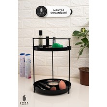 Özgürce Iki Katlı Siyah Metal Makyaj Organizeri, 22X30 Cm, Şık ve Pratik Düzen