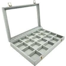 Özgürce Gri Renkli Cam Kapaklı Bölmeli Takı Kutusu – Şık ve Fonksiyonel Organizer