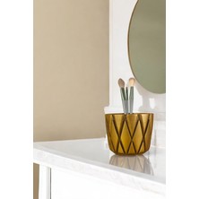 Özgürce Altın Eskitme Renkli Makyaj Organizeri ve Fırçalık, Şık ve Pratik Düzenleyici