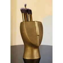 Özgürce Altın Eskitme Renkli Makyaj Fırçalık ve Organizer, Şık ve Pratik Tasarım