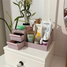 Özgürce Pembe Çekmeceli Masaüstü Organizer, Kozmetik, Parfüm ve Takı Düzenleyici