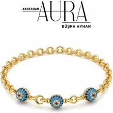 Büşra Ayhan Gold Renk Taşlı Lüks ve Şık Tasarım Vıp Kadın Bileklik