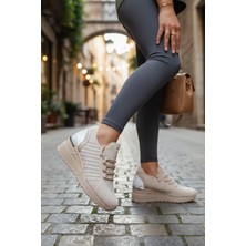 Enoch Kadın Triko Dokulu ve Simli Topuk Detaylı Spor Ayakkabı