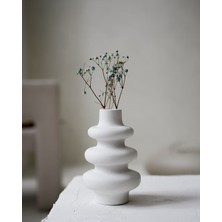 Home Büyük Boy Beyaz Dekoratif Vazo | Modern Salon & Konsol Üstü Pampas Vazosu