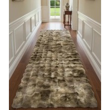 Carpet Dekor Bubble Yumuşak Lüx Peluş Halı Kahve-Beyaz