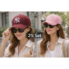 Wearflawless Unisex 2'li Set Ayarlanabilir Şapka, Ny Nakışlı Şapka, Kadın,erkek Şapka, Trend Günlük Şapka