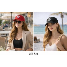 Wearflawless Unisex 2'li Set Ayarlanabilir Şapka, Ny Nakışlı Şapka, Kadın,erkek Şapka, Trend Günlük Şapka