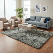 Carpet Dekor Bubble Yumuşak Lüx Peluş Halı Gri-Beyaz