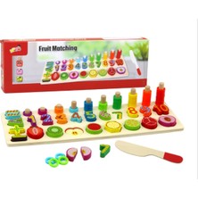 Özgürce Eğitici Ahşap Oyun Tahtası, Meyveler ve Sayılar, Montessori Seti