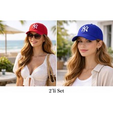 Wearflawless Unisex 2'li Set Ayarlanabilir Şapka, Ny Nakışlı Şapka, Kadın,erkek Şapka, Trend Günlük Şapka
