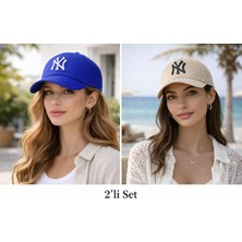 Wearflawless Unisex 2'li Set Ayarlanabilir Şapka, Ny Nakışlı Şapka, Kadın,erkek Şapka, Trend Günlük Şapka